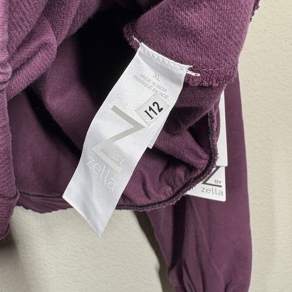 Zella Womens XL Pullover Sweatshirt Purple Claret Cotton V Neck Long Sleeves - Picture 7 of 8